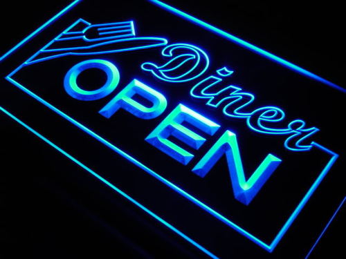 Diner OPEN Knife Fork Cafe Neon Light Sign